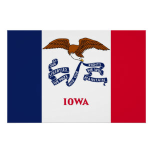 Patriotic wall poster with Flag of Iowa