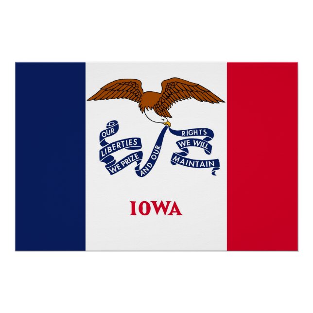 Patriotic wall poster with Flag of Iowa (Front)