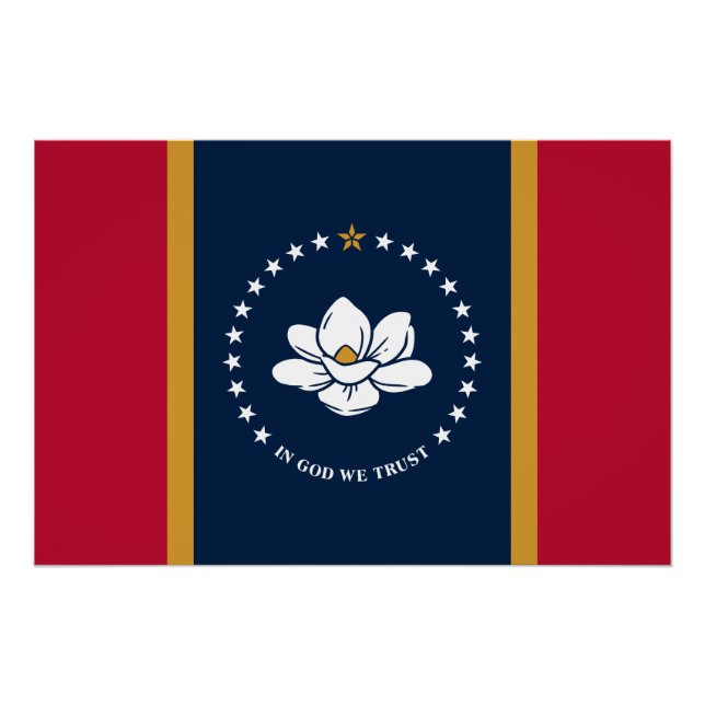 Patriotic wall poster with Flag of Mississippi  (Front)