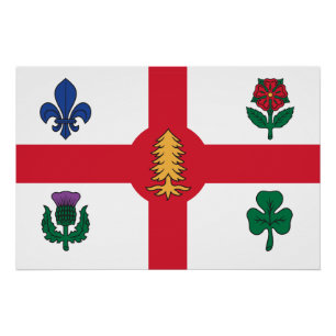 Patriotic wall poster with Flag of Montreal