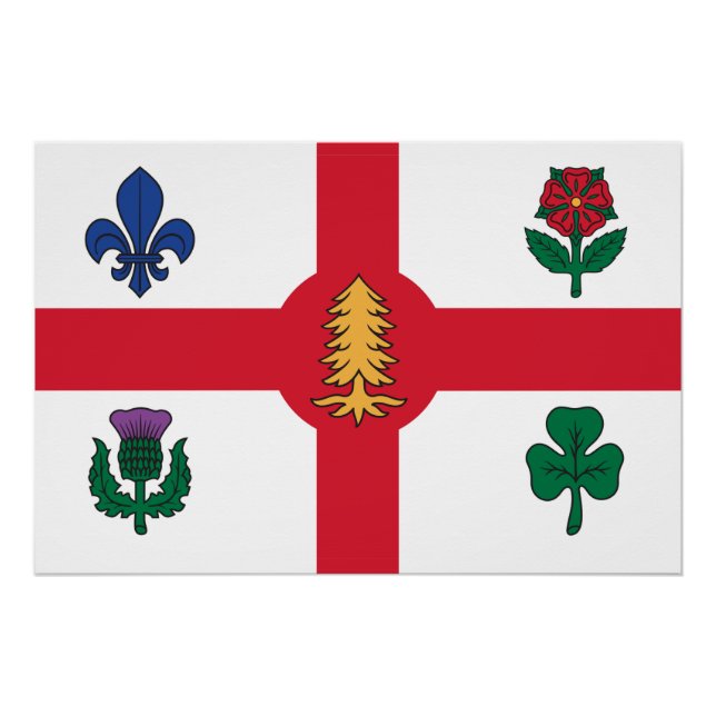 Patriotic wall poster with Flag of Montreal (Front)