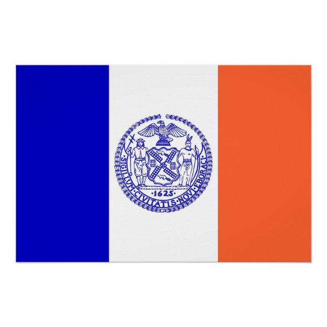 Patriotic wall poster with Flag of New York City (Front)