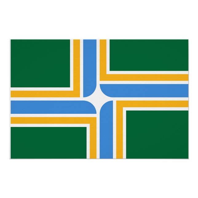 Patriotic wall poster with Flag of Portland (Front)