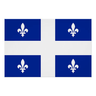 Patriotic wall poster with Flag of Quebec
