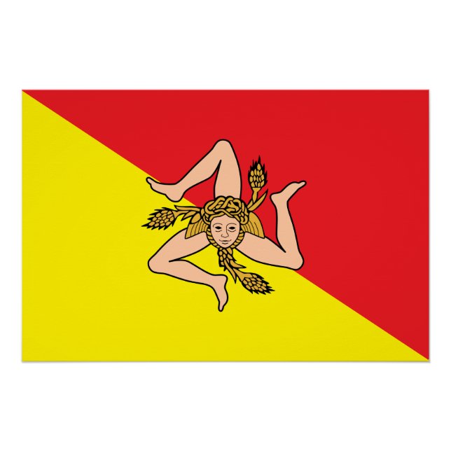 Patriotic wall poster with Flag of Sicily, Italy (Front)