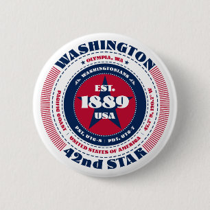 Patriotic Washington Circle with State Details 6 Cm Round Badge