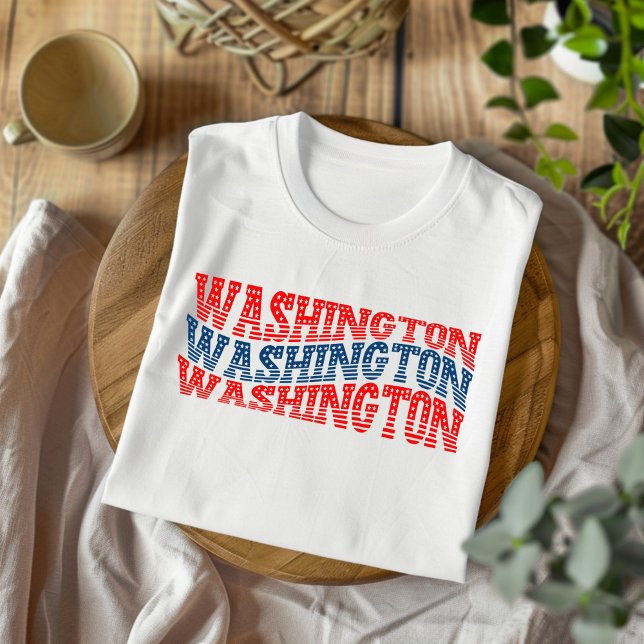 Patriotic Washington Red and Blue Boho T-Shirt  (Creator Uploaded)