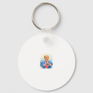 Patriotic Watercolor Trump Heart Hands Key Ring