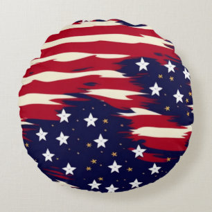 Patriotic Waves Round Cushion