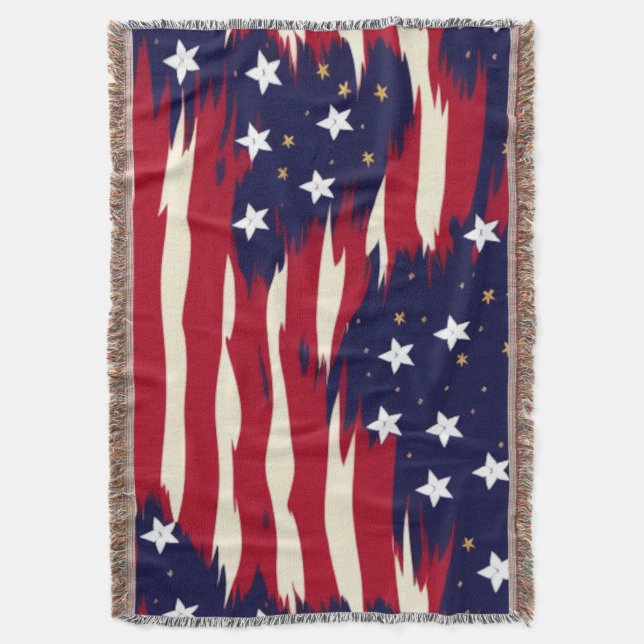 Patriotic Waves Throw Blanket (Front Vertical)