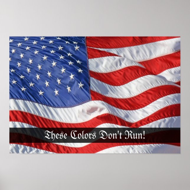 Patriotic Waving American Flag Art Print (Front)