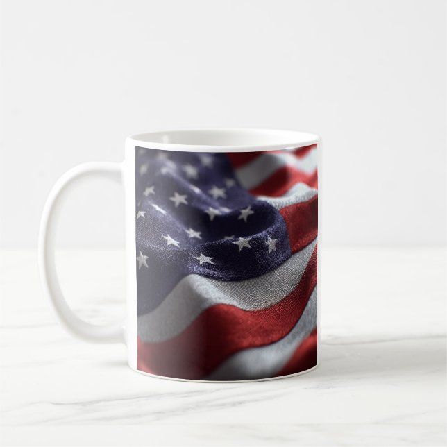 patriotic waving American flag Coffee Mug (Left)