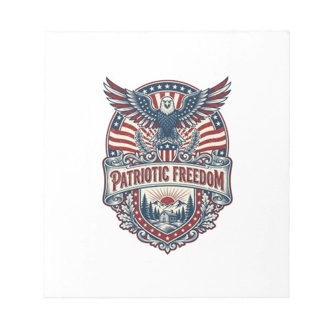 Patriotic Wellness Retreat Vector Graphic Tee Notepad (Front)