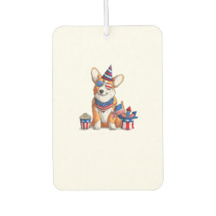 Patriotic Welsh Corgi Dog Pup 4th of July  Car Air Freshener