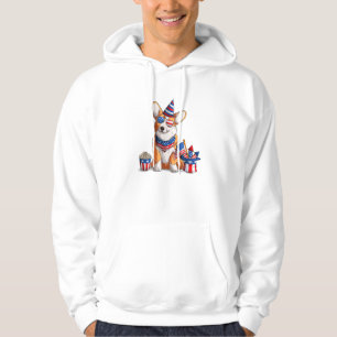 Patriotic Welsh Corgi Dog Pup 4th of July  Hoodie