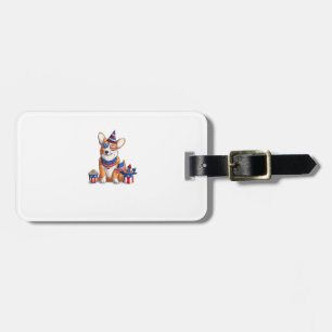 Patriotic Welsh Corgi Dog Pup 4th of July Luggage Tag