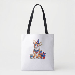 Patriotic Welsh Corgi Dog Pup 4th of July  Tote Bag
