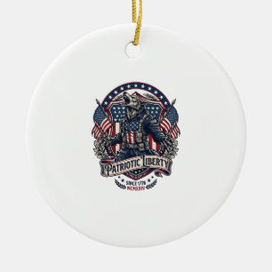 Patriotic Werewolf Patriot Horror Monster Patriot Ceramic Tree Decoration