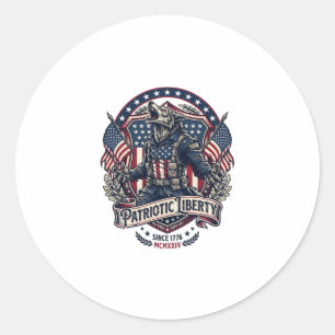 Patriotic Werewolf Patriot Horror Monster Patriot Classic Round Sticker