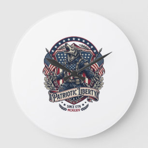 Patriotic Werewolf Patriot Horror Monster Patriot Large Clock