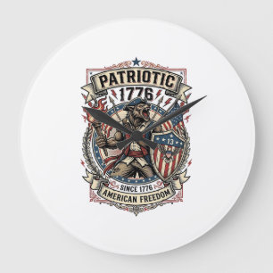 Patriotic Werewolf Patriot Horror Monster Patriot Large Clock