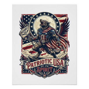 Patriotic Werewolf Patriot Horror Monster Patriot Poster