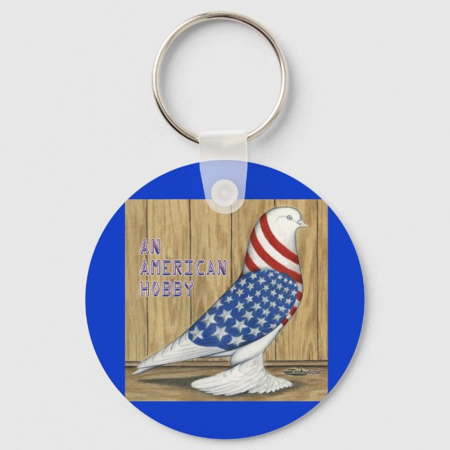 Patriotic West Pigeon Key Ring (Front)