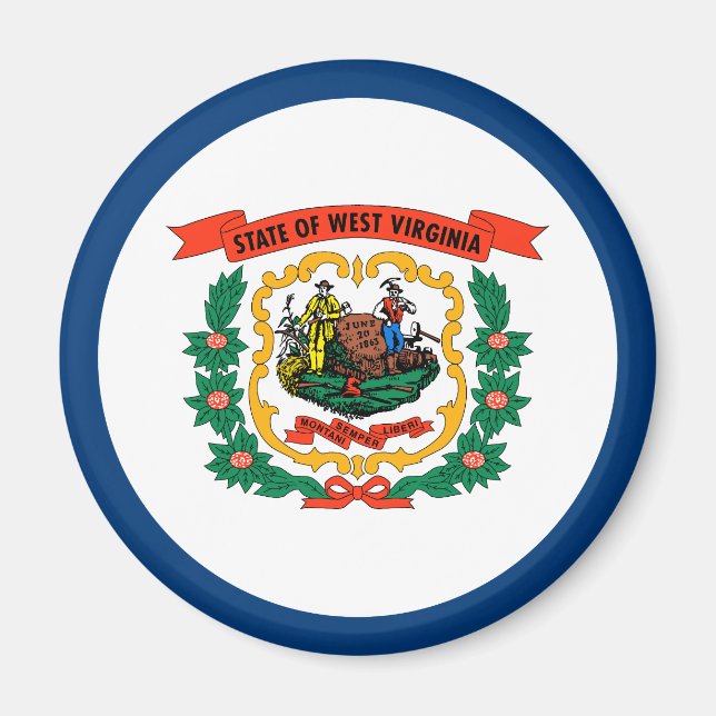 Patriotic West Virginia State Flag Magnet (Front)