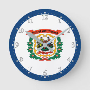 Patriotic West Virginia State Flag Round Clock