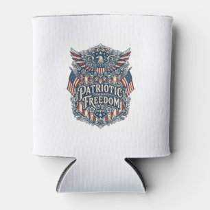 Patriotic Western Floral Vector Graphic Tee Can Cooler