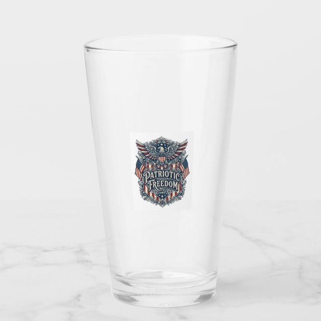 Patriotic Western Floral Vector Graphic Tee Glass (Front)