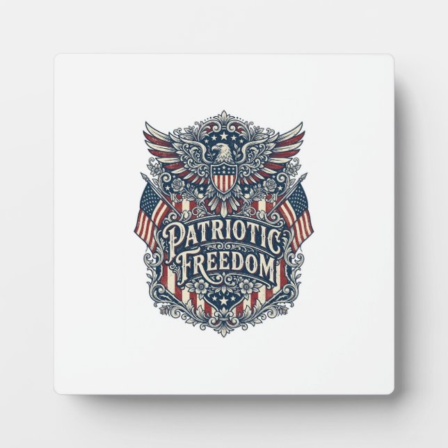 Patriotic Western Floral Vector Graphic Tee Plaque (Front)