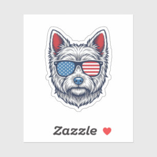Patriotic Westie Dog Sunglasses Vintage Vector Art