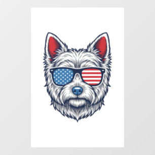 Patriotic Westie Dog Sunglasses Vintage Vector Art