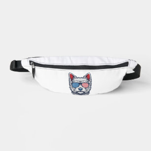 Patriotic Westie Dog Sunglasses Vintage Vector Art Bum Bags