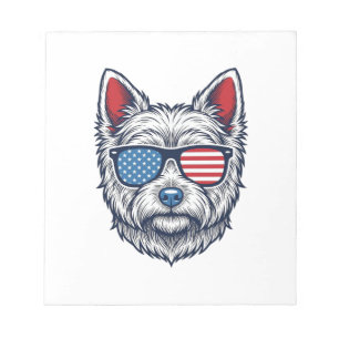 Patriotic Westie Dog Sunglasses Vintage Vector Art Notepad