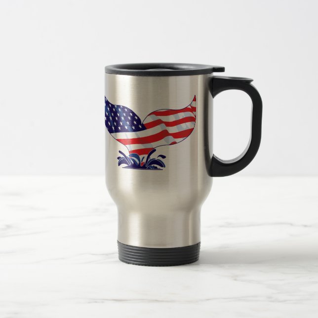 Patriotic Whale Tail Travel Mug (Right)