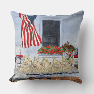 Patriotic Wheaten Scottish Terriers Cushion