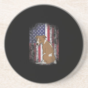 Patriotic Whippet American Flag Dog Lover Gift Coaster