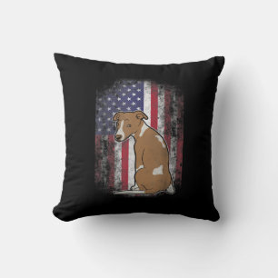 Patriotic Whippet American Flag Dog Lover Gift Cushion