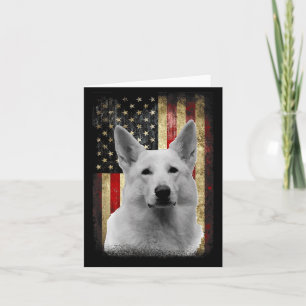 Patriotic White German Shepherd Flag American Usa  Card