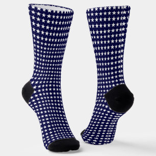 Patriotic White Stars Blue Background Socks