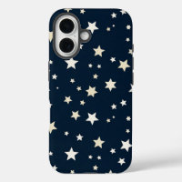 Patriotic White Stars on Navy Blue