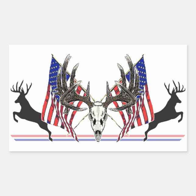Patriotic Whitetail buck Rectangular Sticker (Front)