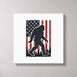 Patriotic Wilderness Creature Vintage Flag Vector  Canvas Print