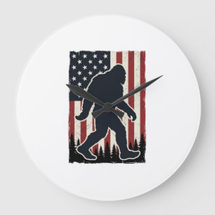 Patriotic Wilderness Creature Vintage Flag Vector  Large Clock