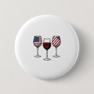 Patriotic Wine Glasses Vintage Vector Shirt Design 6 Cm Round Badge