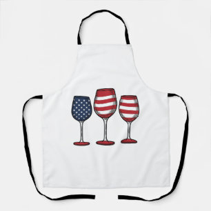 Patriotic Wine Glasses Vintage Vector Shirt Design Apron