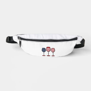 Patriotic Wine Glasses Vintage Vector Shirt Design Bum Bags