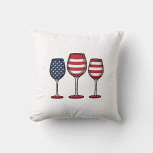 Patriotic Wine Glasses Vintage Vector Shirt Design Cushion